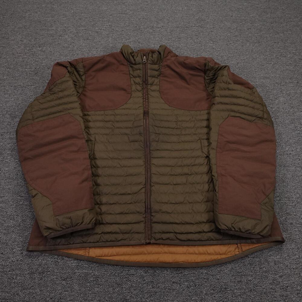 Eddie Bauer Sport Shop Jacket Mens XL Green Brown Goose Down Puffer Full Zip